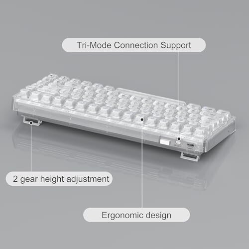 Camiysn Mekanik Klavye Light84 Şeffaf Tuş Takımı RGB Arka Aydınlatma Üç Modlu 2.4GHz/BT/USB-C Kablolu Oyun Klavyesi, Bilgisayar/Masaüstü/PC/Dizüstü Bilgisayar/Surface/Akıllı TV ve Windows 10/8/7 İçin - 5