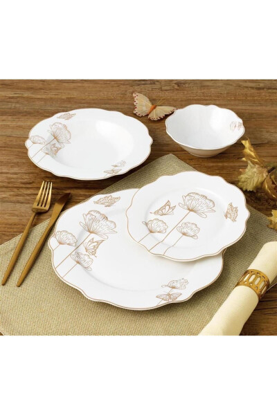 Cammelia 24 Piece 6 Person Bone Porcelain Dinner Set - 4