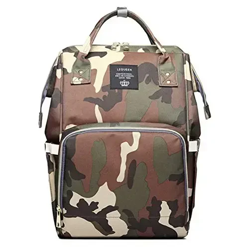Camo Diaper Bag Backpack Bolalar uchun zarur narsalar uchun ko'p funksiyali taglik sumkasi Suv o'tkazmaydigan sayohat chaqaloq sumkasi Ona Ota uchun - CAMO
