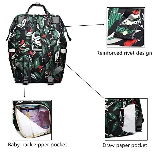 Camo Diaper Bag Backpack Bolalar uchun zarur narsalar uchun ko'p funksiyali taglik sumkasi Suv o'tkazmaydigan sayohat chaqaloq sumkasi Ona Ota uchun - 3