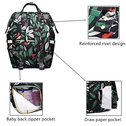 Camo Diaper Bag Backpack Chaqaloqlar uchun zarur bo'lgan ko'p funksiyali taglik sumkasi, suv o'tkazmaydigan sayohat sumkasi, ota-onalar uchun - 3