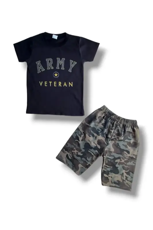 Camouflage Patterned Suit Black Army-Black - 1