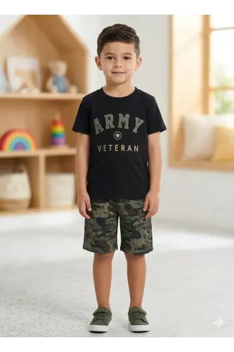 Camouflage Patterned Suit Black Army-Black - DUDO GİYİM (1)