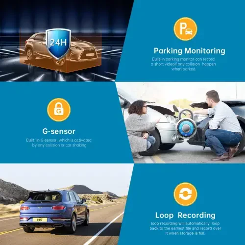 Campark Dual Dash Cam 1080P Dash Cam Front and Inside Dash Camera for Cars with GPS Tracking, Inside IR Night Vision, Parking Monitor, Loop Recording, G-sensor - 4