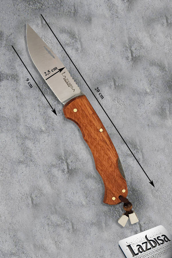 Camping Outdoor Picnic Knife Blade Leather Sheathed Natural Wood Handle Kitchen Knife Knife ( ÇKX03 ) - 7