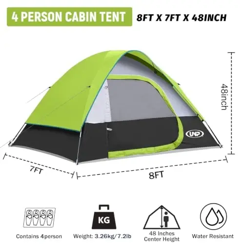 Camping Tent 2-4 Person Dome Tents | Waterproof Windproof Tent with Rainfly Easy Set up-Portable for Camping - 2