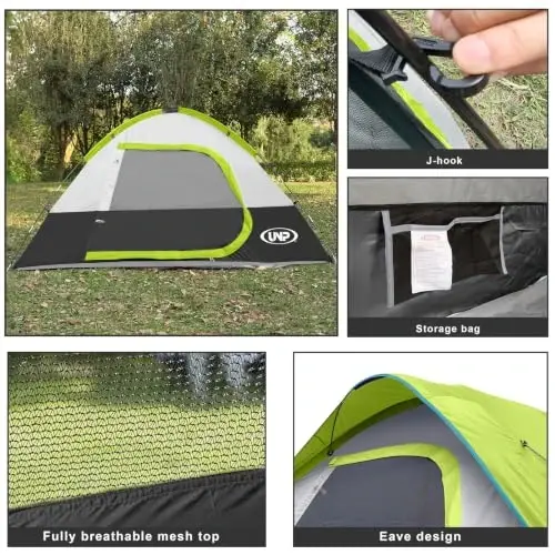 Camping Tent 2-4 Person Dome Tents | Waterproof Windproof Tent with Rainfly Easy Set up-Portable for Camping - 3