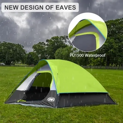 Camping Tent 2-4 Person Dome Tents | Waterproof Windproof Tent with Rainfly Easy Set up-Portable for Camping - 5