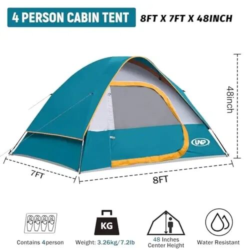 Camping Tent 2-4 Person, Waterproof Windproof Tent with Rainfly Easy Set up-Portable Dome Tents for Camping… - 2