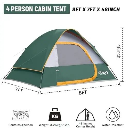 Camping Tent 2-4 Person, Waterproof Windproof Tent with Rainfly Easy Set up-Portable Dome Tents for Camping… - 3