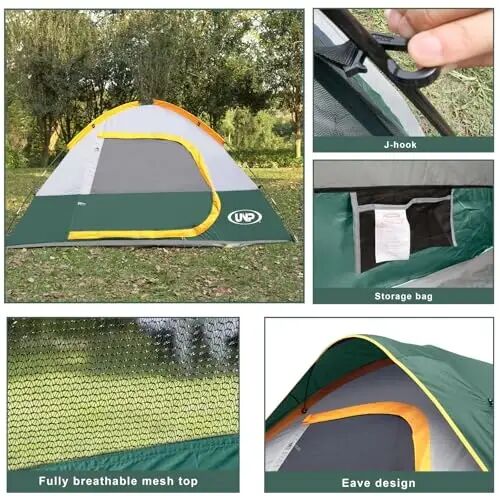 Camping Tent 2-4 Person, Waterproof Windproof Tent with Rainfly Easy Set up-Portable Dome Tents for Camping… - 4