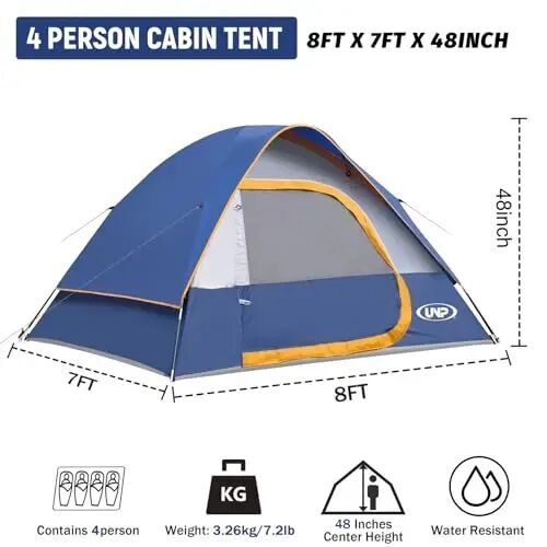 Camping Tent 2-4 Person, Waterproof Windproof Tent with Rainfly Easy Set up-Portable Dome Tents for Camping… - 2
