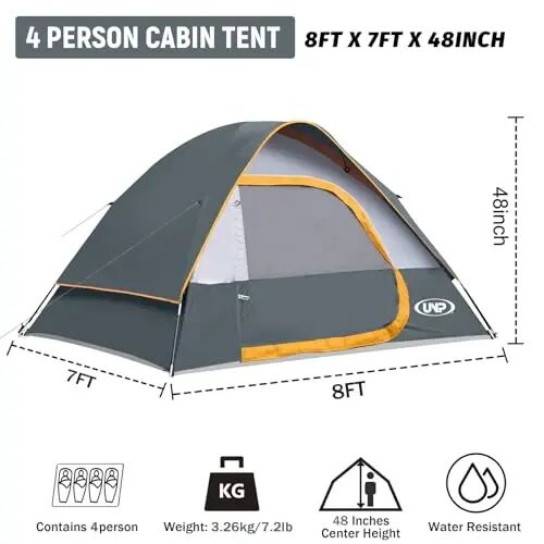 Camping Tent 2-4 Person, Waterproof Windproof Tent with Rainfly Easy Set up-Portable Dome Tents for Camping… - 3