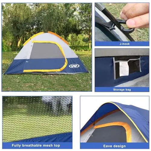Camping Tent 2-4 Person, Waterproof Windproof Tent with Rainfly Easy Set up-Portable Dome Tents for Camping… - 5