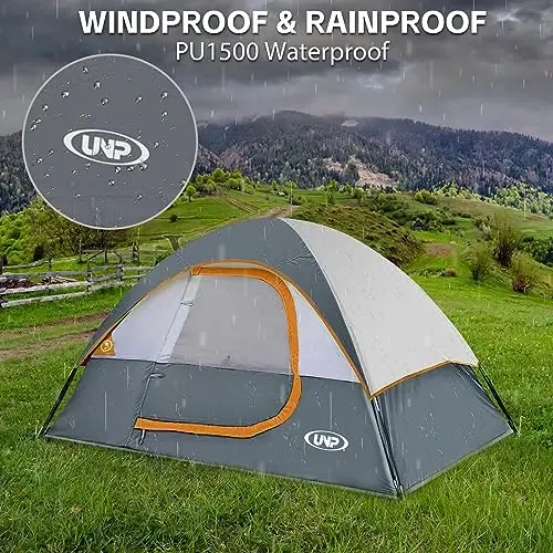 Camping Tent 2-4 Person, Waterproof Windproof Tent with Rainfly Easy Set up-Portable Dome Tents for Camping… - 5
