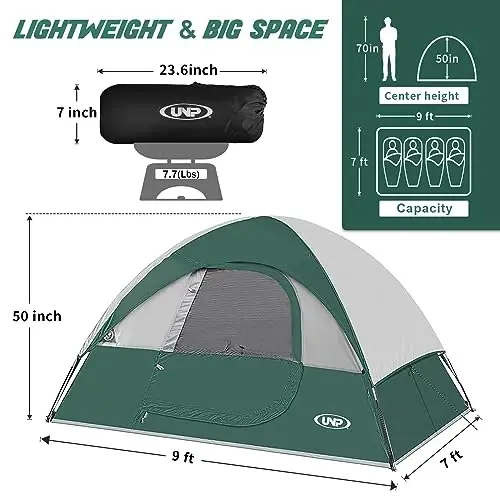 Camping Tent 2-4 Person, Waterproof Windproof Tent with Rainfly Easy Set up-Portable Dome Tents for Camping… - UNP (1)