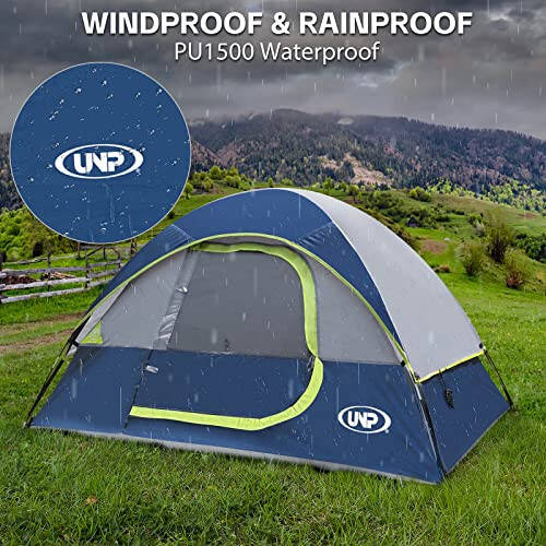 Camping Tent 2 Person, Waterproof Windproof Tent with Rainfly Easy Set up-Portable Dome Tents for Camping - 5