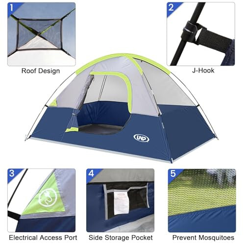 Camping Tent 2 Person, Waterproof Windproof Tent with Rainfly Easy Set up-Portable Dome Tents for Camping - 6
