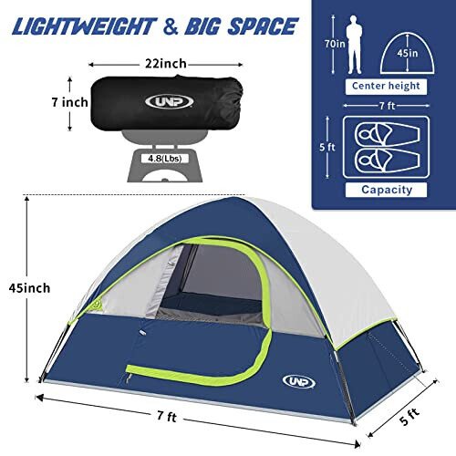 Camping Tent 2 Person, Waterproof Windproof Tent with Rainfly Easy Set up-Portable Dome Tents for Camping - unp (1)
