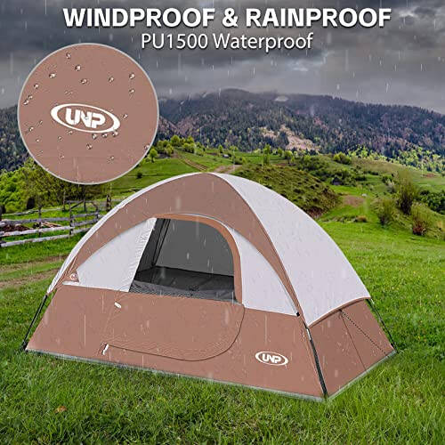 Camping Tent 2 Person, Waterproof Windproof Tent with Rainfly Easy Set up-Portable Dome Tents for Camping - 5