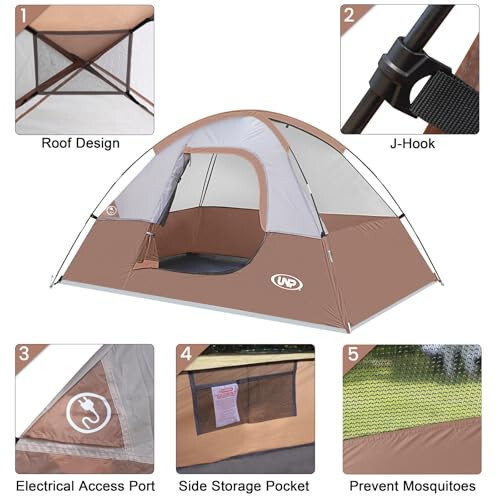 Camping Tent 2 Person, Waterproof Windproof Tent with Rainfly Easy Set up-Portable Dome Tents for Camping - 6