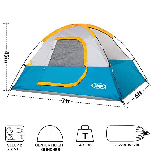 Camping Tent 2 Person, Waterproof Windproof Tent with Rainfly Easy Set up-Portable Dome Tents for Camping - 2