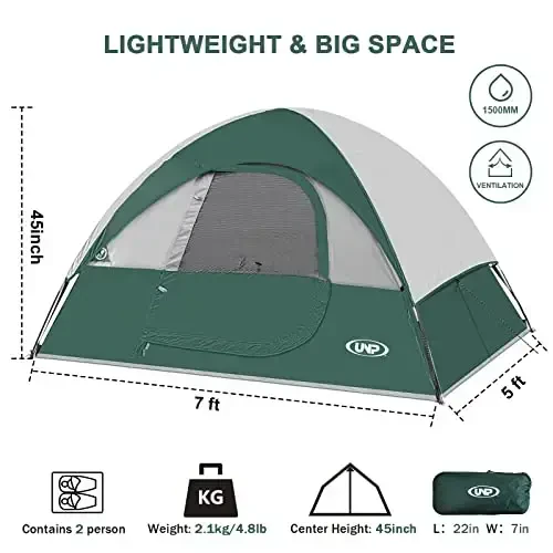 Camping Tent 2 Person, Waterproof Windproof Tent with Rainfly Easy Set up-Portable Dome Tents for Camping… - 2