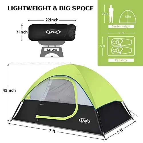 Camping Tent 2 Person, Waterproof Windproof Tent with Rainfly Easy Set up-Portable Dome Tents for Camping… - 2