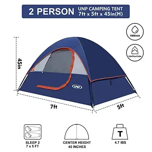 Camping Tent 2 Person, Waterproof Windproof Tent with Rainfly Easy Set up-Portable Dome Tents for Camping… - 3