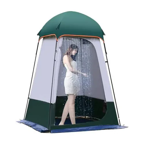 Camping Tent Shower Tent,Outdoor Changing Tent,Built-in Hook can Hang 20L of Water,63 * 63 * 95inch,210D Oxford Cloth Waterproof Tent, Portable Toilet Shelter with Carry Bag for Camping,Beach - 1