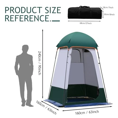 Camping Tent Shower Tent,Outdoor Changing Tent,Built-in Hook can Hang 20L of Water,63 * 63 * 95inch,210D Oxford Cloth Waterproof Tent, Portable Toilet Shelter with Carry Bag for Camping,Beach - 2