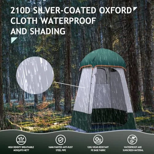Camping Tent Shower Tent,Outdoor Changing Tent,Built-in Hook can Hang 20L of Water,63 * 63 * 95inch,210D Oxford Cloth Waterproof Tent, Portable Toilet Shelter with Carry Bag for Camping,Beach - 3
