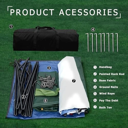 Camping Tent Shower Tent,Outdoor Changing Tent,Built-in Hook can Hang 20L of Water,63 * 63 * 95inch,210D Oxford Cloth Waterproof Tent, Portable Toilet Shelter with Carry Bag for Camping,Beach - 6