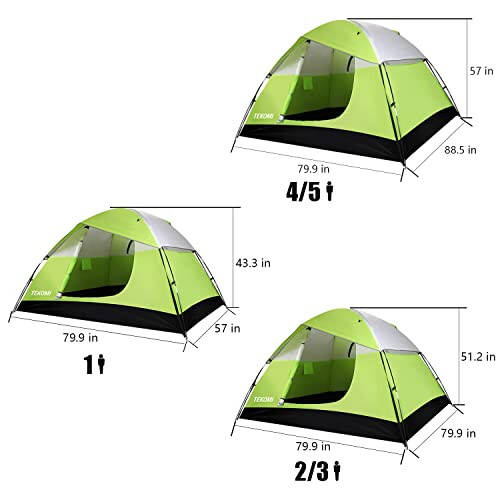 Camping Tent, TEKOMI Waterproof Family Dome Tent with Removable Rain Fly, Instant Cabin Tent for 60 Seconds Set Up, Advanced Venting Design, Fit Camp Backpacking Hiking Outdoor, Dark Green - 4