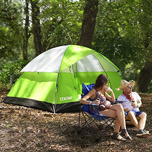 Camping Tent, TEKOMI Waterproof Family Dome Tent with Removable Rain Fly, Instant Cabin Tent for 60 Seconds Set Up, Advanced Venting Design, Fit Camp Backpacking Hiking Outdoor, Dark Green - 6