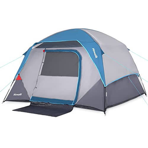 Camping Tent, Tent for Camping, Easy Set up Camping Tent 4 Person and 6 Person for Hiking Backpacking Traveling Outdoor, Light Blue - 1