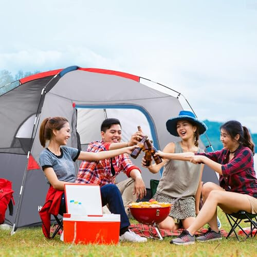 Camping Tent, Tent for Camping, Easy Set up Camping Tent 4 Person and 6 Person for Hiking Backpacking Traveling Outdoor, Light Blue - 3