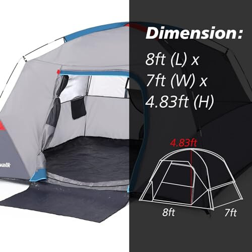 Camping Tent, Tent for Camping, Easy Set up Camping Tent 4 Person and 6 Person for Hiking Backpacking Traveling Outdoor, Light Blue - 5