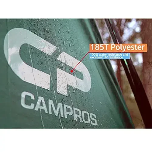CAMPROS CP Camping Tent 10 Person Family Cabin Tent, 2 Room Water Resistant Waterproof Tent with Top Rainfly, 4 Large Mesh Windows, Double Layer, Easy Set Up, Portable with Carry Bag, 16ft x 9ft x72in - 5