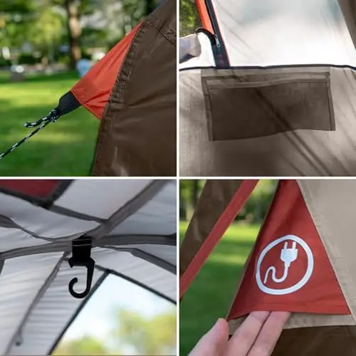 CAMPROS CP Camping Tent 10 Person Family Cabin Tent, 2 Room Water Resistant Waterproof Tent with Top Rainfly, 4 Large Mesh Windows, Double Layer, Easy Set Up, Portable with Carry Bag, 16ft x 9ft x72in - 7