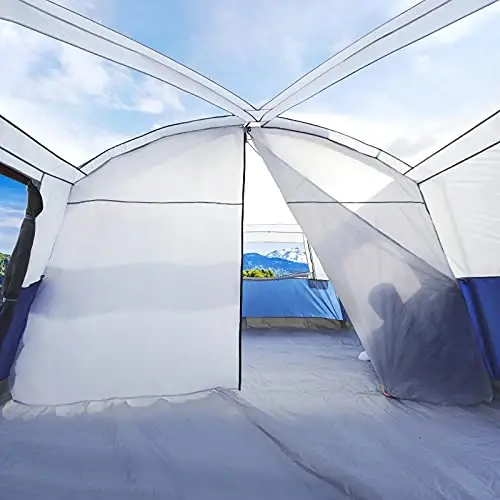 CAMPROS CP Camping Tent 10/12 Person Cabin Tent, 2 Room Water Resistant | Waterproof Tent with Top Rainfly, 3 Large Mesh Windows, Double Layer, Easy Set Up, Portable with Carry Bag - 4