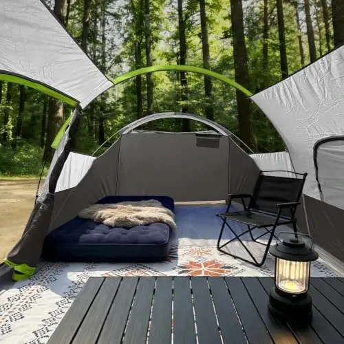CAMPROS CP Camping Tent 10/12 Person Cabin Tent, 2 Room Water Resistant | Waterproof Tent with Top Rainfly, 3 Large Mesh Windows, Double Layer, Easy Set Up, Portable with Carry Bag - 3