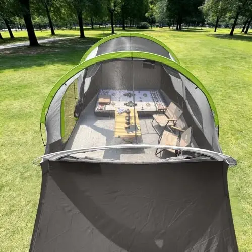 CAMPROS CP Camping Tent 10/12 Person Cabin Tent, 2 Room Water Resistant | Waterproof Tent with Top Rainfly, 3 Large Mesh Windows, Double Layer, Easy Set Up, Portable with Carry Bag - 4