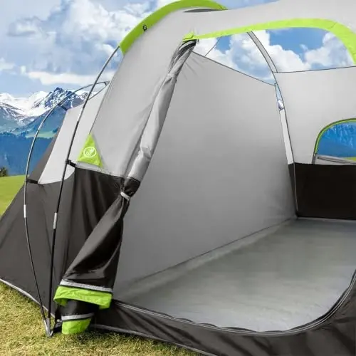 CAMPROS CP Camping Tent 10/12 Person Cabin Tent, 2 Room Water Resistant | Waterproof Tent with Top Rainfly, 3 Large Mesh Windows, Double Layer, Easy Set Up, Portable with Carry Bag - 5