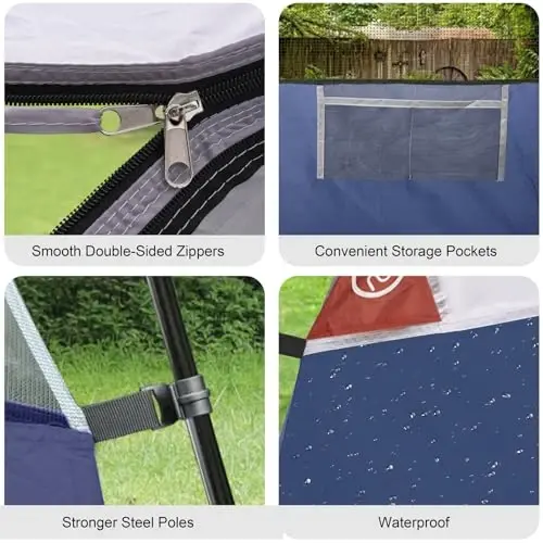 CAMPROS CP Camping Tent 2/4/6 kishilik, suv o'tkazmaydigan va shamolga chidamli ikki qavatli gumbazli chodir, ochiq havoda lager va hovlida foydalanish uchun katta to'rli derazalar va keng eshik bilan oson o'rnatiladi. 