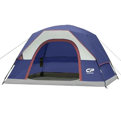 CAMPROS CP Camping uchun chodirlar 2/4/6 kishilik chodir Suv o'tkazmaydigan Shamolga chidamli Ikki qatlamli camping chodiri, Katta to'rli derazalar va kengroq eshikli oson o'rnatiladigan gumbaz chodir Ochiq havoda camping va sayr qilish uchun - CAMPROS CP