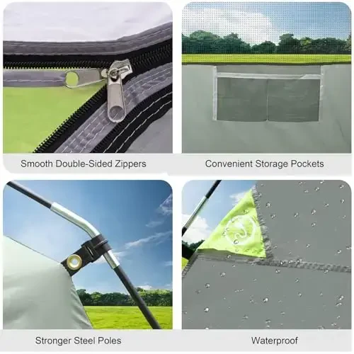 CAMPROS CP Camping uchun chodirlar 2/4/6 kishilik chodir Suv o'tkazmaydigan Shamolga chidamli Ikki qatlamli Camping chodiri, Katta to'rli derazalar va Ochiq havoda Camping va Hiking uchun kengroq eshik bilan oson o'rnatiladigan gumbazli chodir - 6