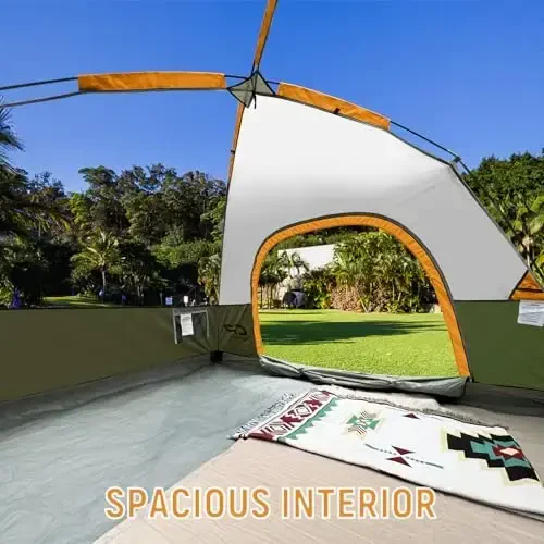 CAMPROS CP Camping uchun chodirlar 2/4/6 kishilik chodir Suv o'tkazmaydigan Shamolga chidamli Ikki qavatli Camping chodiri, Katta to'rli derazalar va tashqi chodir va sayr qilish uchun kengroq eshik bilan oson o'rnatiladigan gumbaz chodir - 5