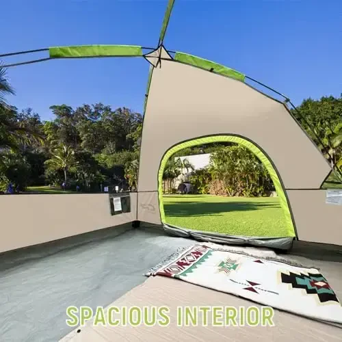 CAMPROS CP Camping uchun chodirlar 2/4/6 kishilik chodir suv o'tkazmaydigan shamolga chidamli ikki qavatli chodir, oson o'rnatiladigan gumbaz chodir, katta to'rli derazalar va ochiq havoda dam olish va sayohat qilish uchun kengroq eshik - 4