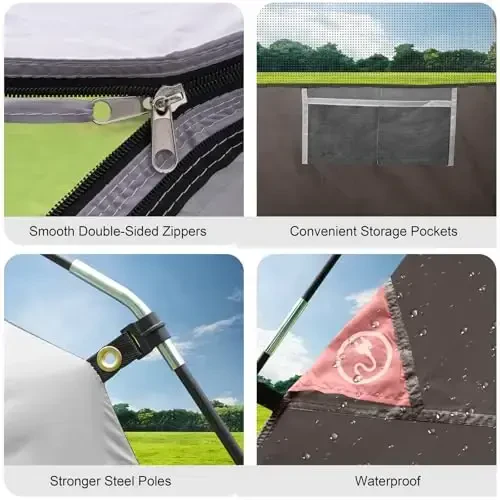 CAMPROS CP Camping uchun chodirlar 2/4/6 kishilik chodir Suv o'tkazmaydigan Shamolga chidamli Ikki qavatli chodir, Oson o'rnatiladigan gumbazli chodir, Katta to'rli derazalar va tashqi lager va sayohat uchun kengroq eshik - 4